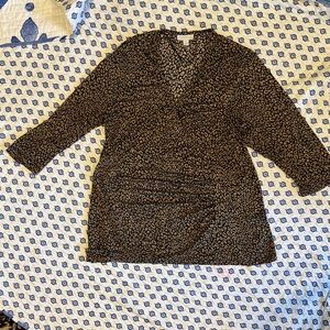 Charter Club 1X and Brown and Black Animal Print faux wrapTop